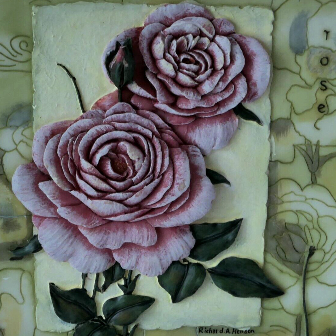 Floral Columbine 3-D Wall Tile Plaques Richard A Henson Cottagecore Farm Country