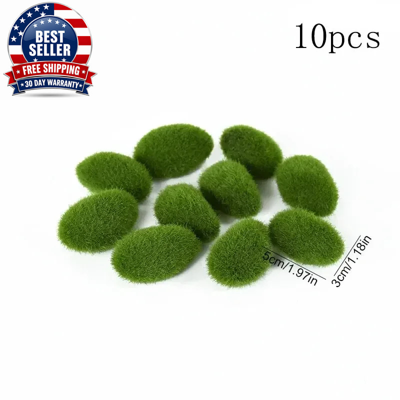 10Pcs Artificial Moss Stone Green Moss Balls Moss Rocks DIY Micro Landscape Flow