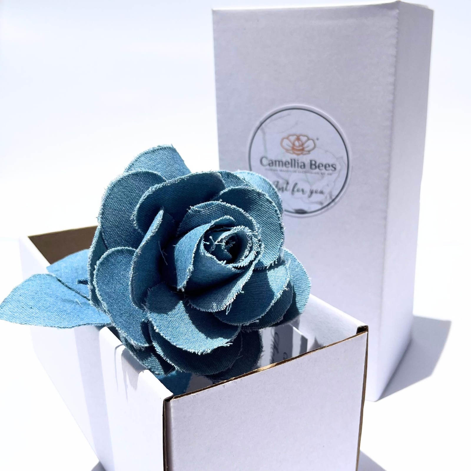 Cotton Rose, Handmade Denim Flower Gift for Wife, Husband, Couple, 2nd 2 Year…
