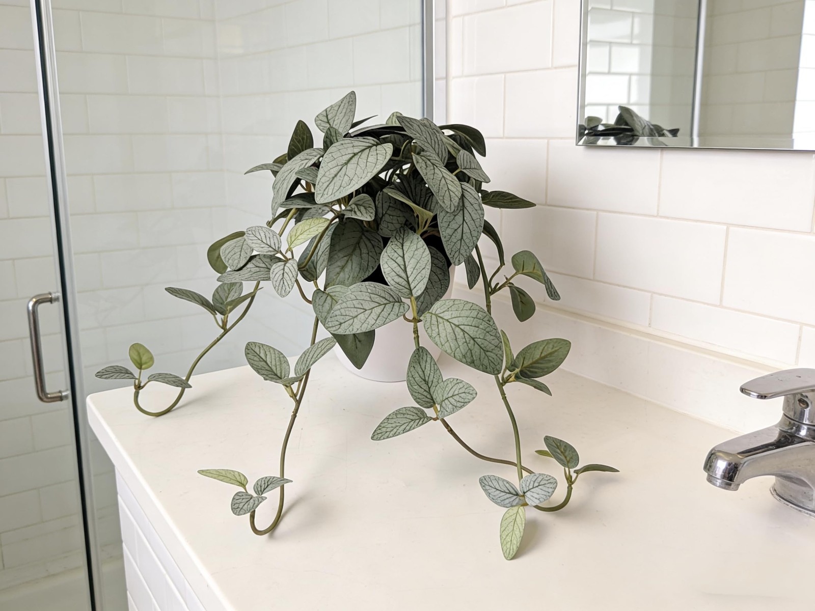 2 PCS Artificial Potted Plants 35cm Realistic Faux Greenery White Pot Decor