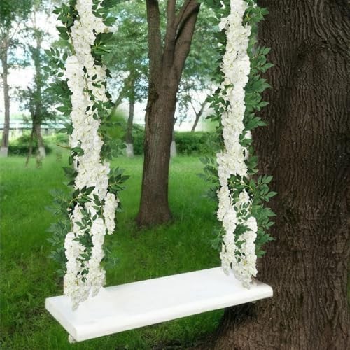 Wisteria Garland Artificial Flowers Floral Vines White 6.56 ft Silk Fake
