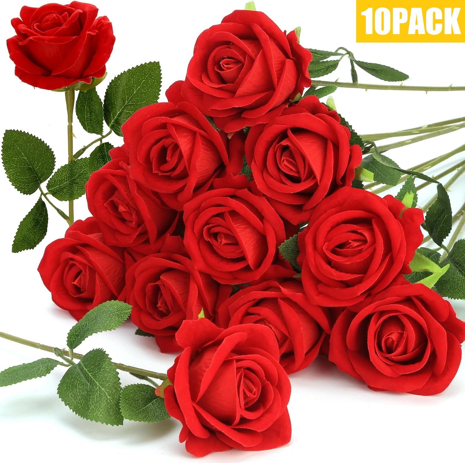 10/20x Red Silk Roses Artificial Flowers Realistic Bouquet Home Xmas Party Decor