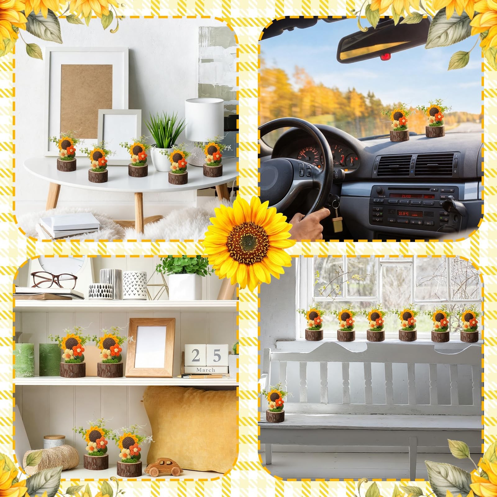 10 Pcs Sunflower Crochet Flowers Bouquet Bulk Summer Thank You Teacher Gift O…