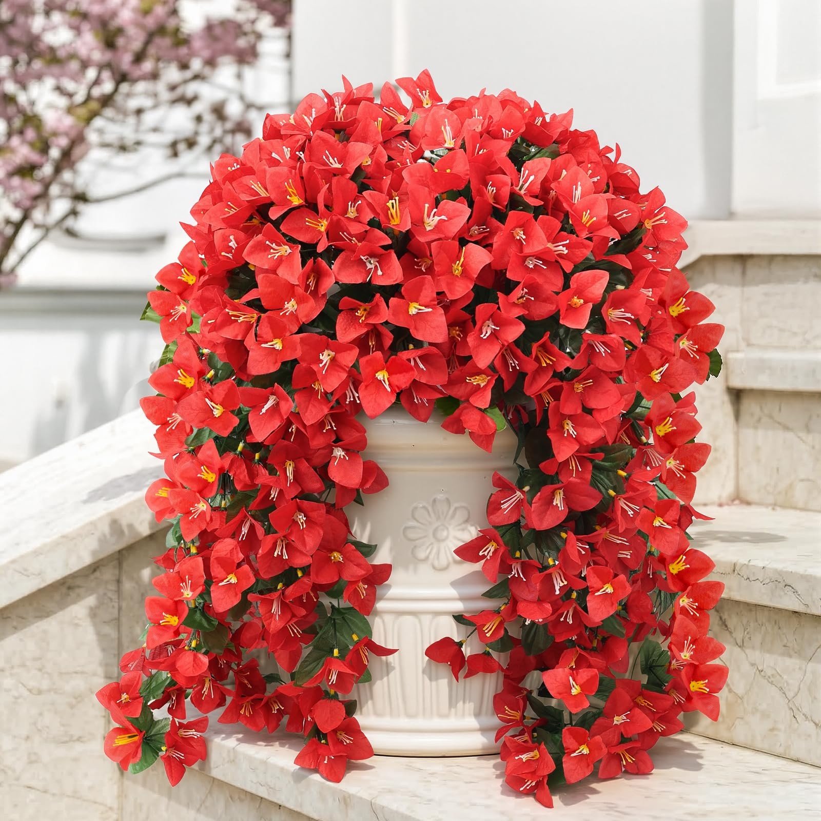Artificial Bougainvillea for Outdoors Faux Plants UV Resistant Flowers Fake Plas