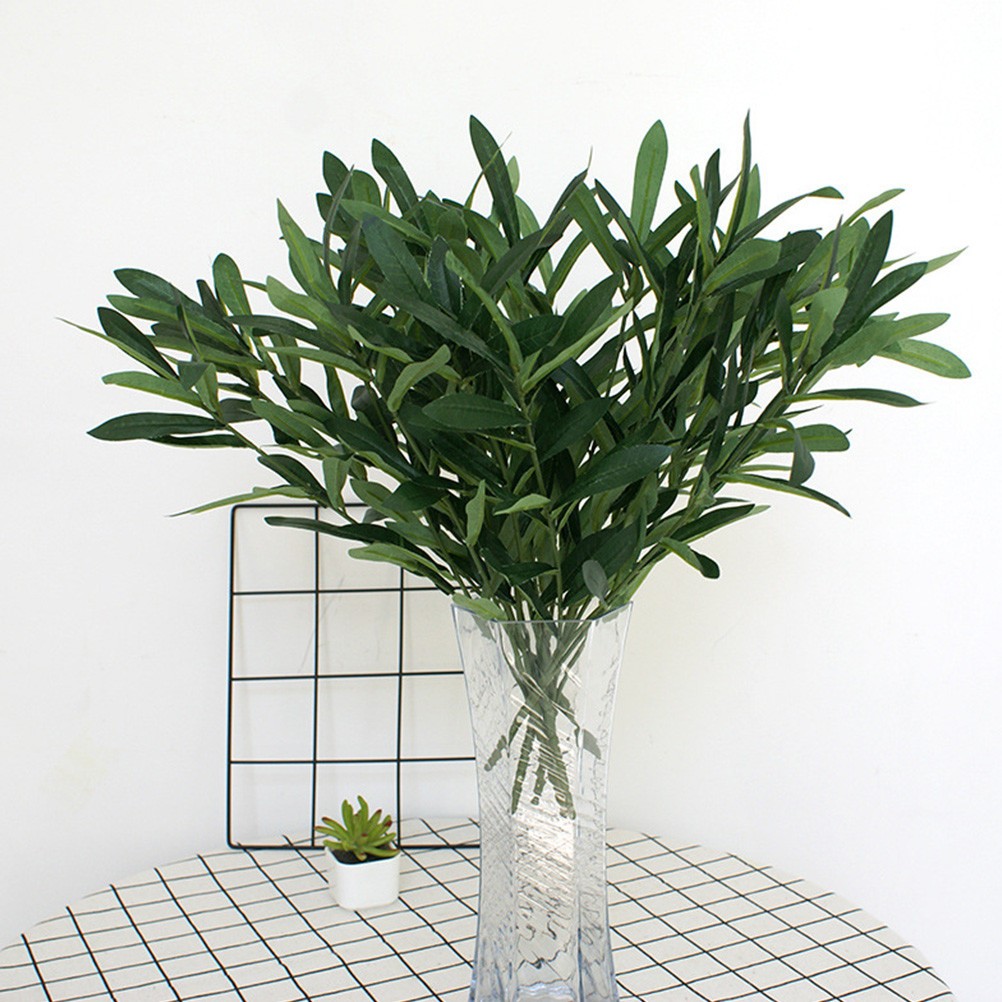 2Pcs Wear Resistant Plastic Olive Branch Decorative Plants for Office and Home
