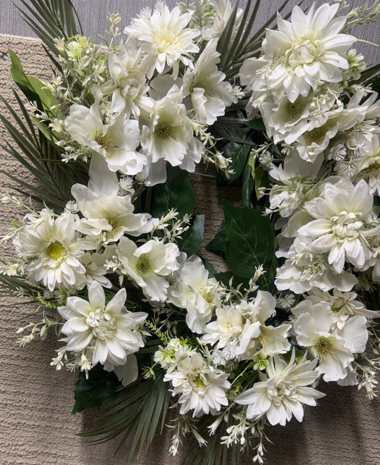 Spring Floral Wreath 22 Inch Farmhouse Cottagecore Wedding Door Decor
