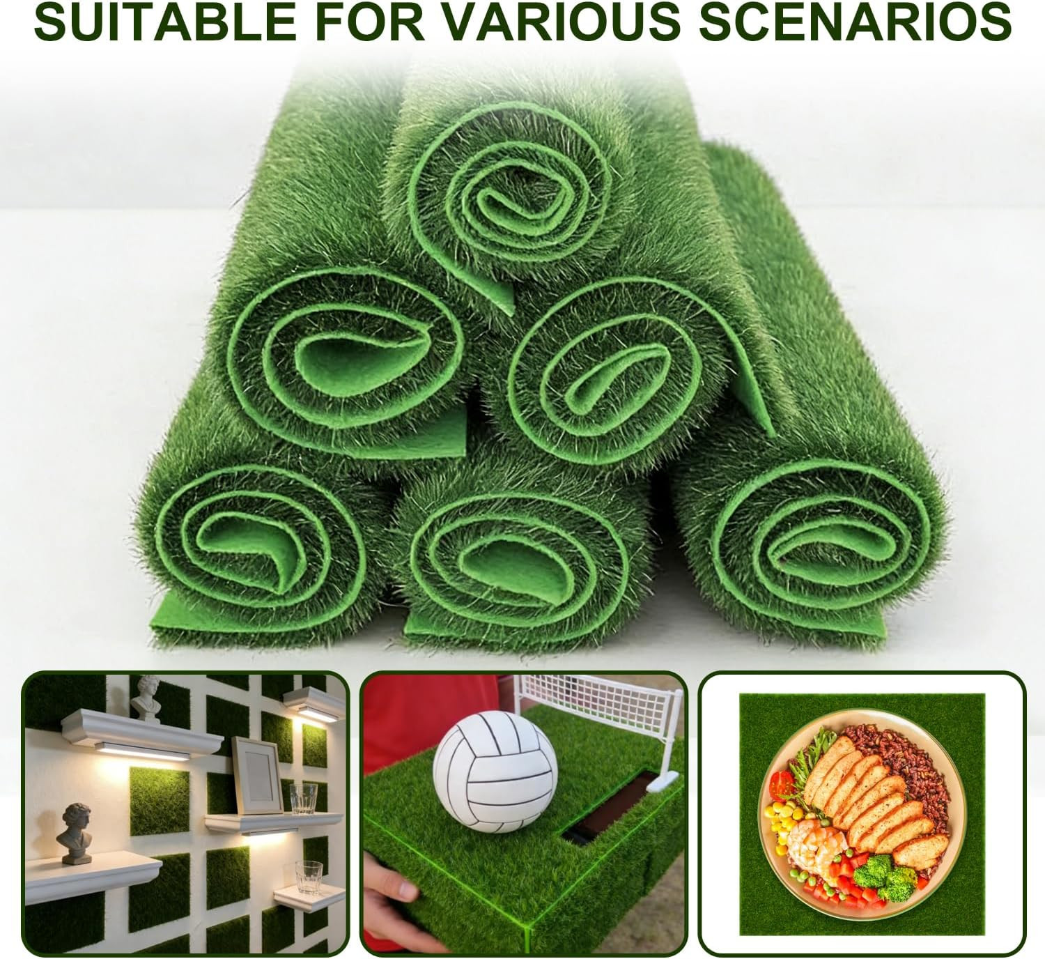 2 Pack Fake Grass Decor, 6″X6″ Artificial Grass for Fairy House, Miniature Dollh