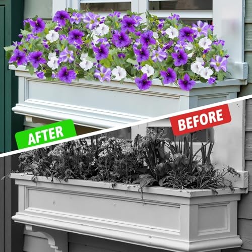 Artificial Fake Flowers for Outdoor Plants Decoration,2 Pcs 2P Purple White