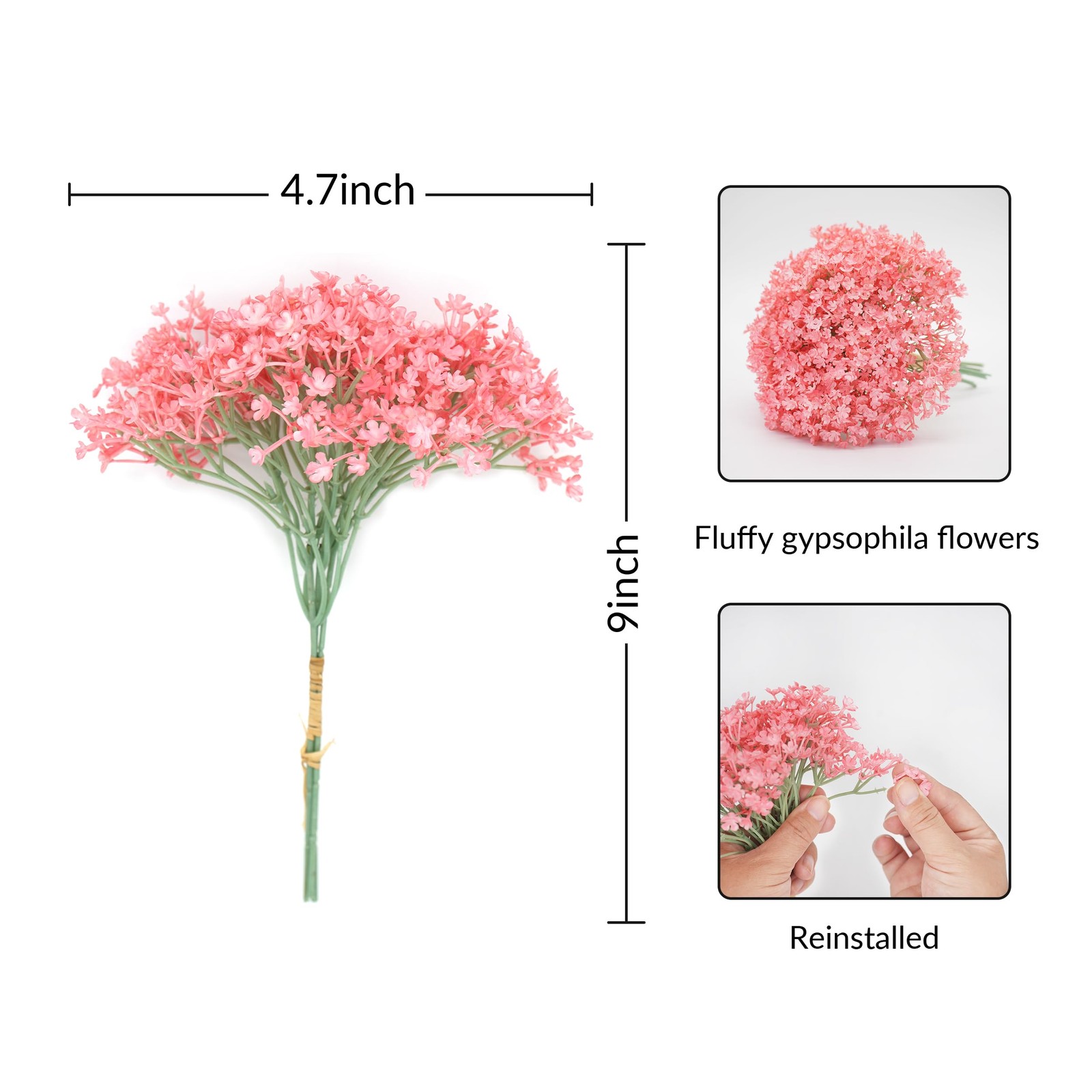 12 PCS Babys Breaths Artificial Flower Bouquets Fake Faux Gypsophila Decor