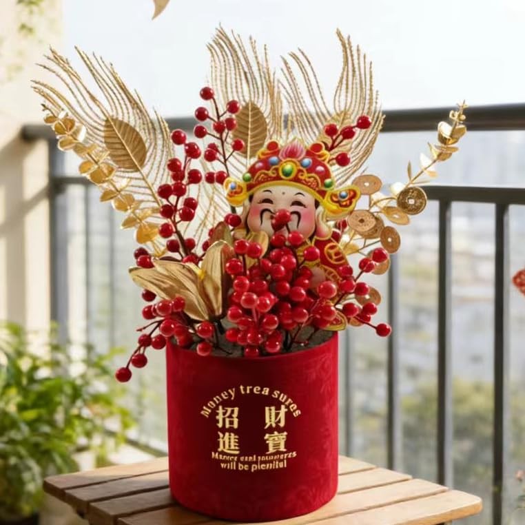 Chinese New Year Fu Bucket, 2026 Spring Festival Fu Character Artificial Bran…