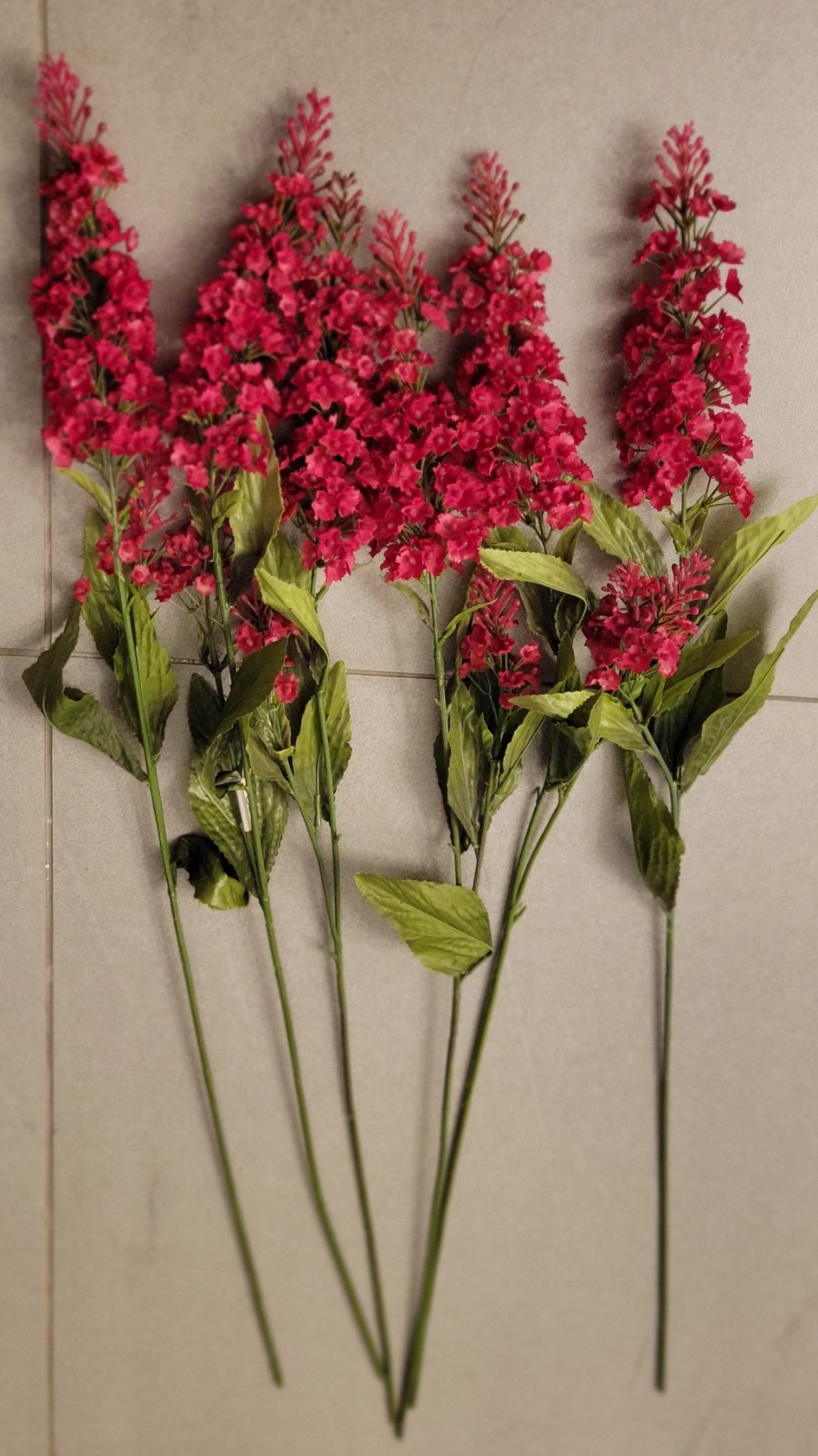 Vintage Plastic & Silk Faux Flowers Lot Of 21 Variety Roses 27″ Shades Fushsia