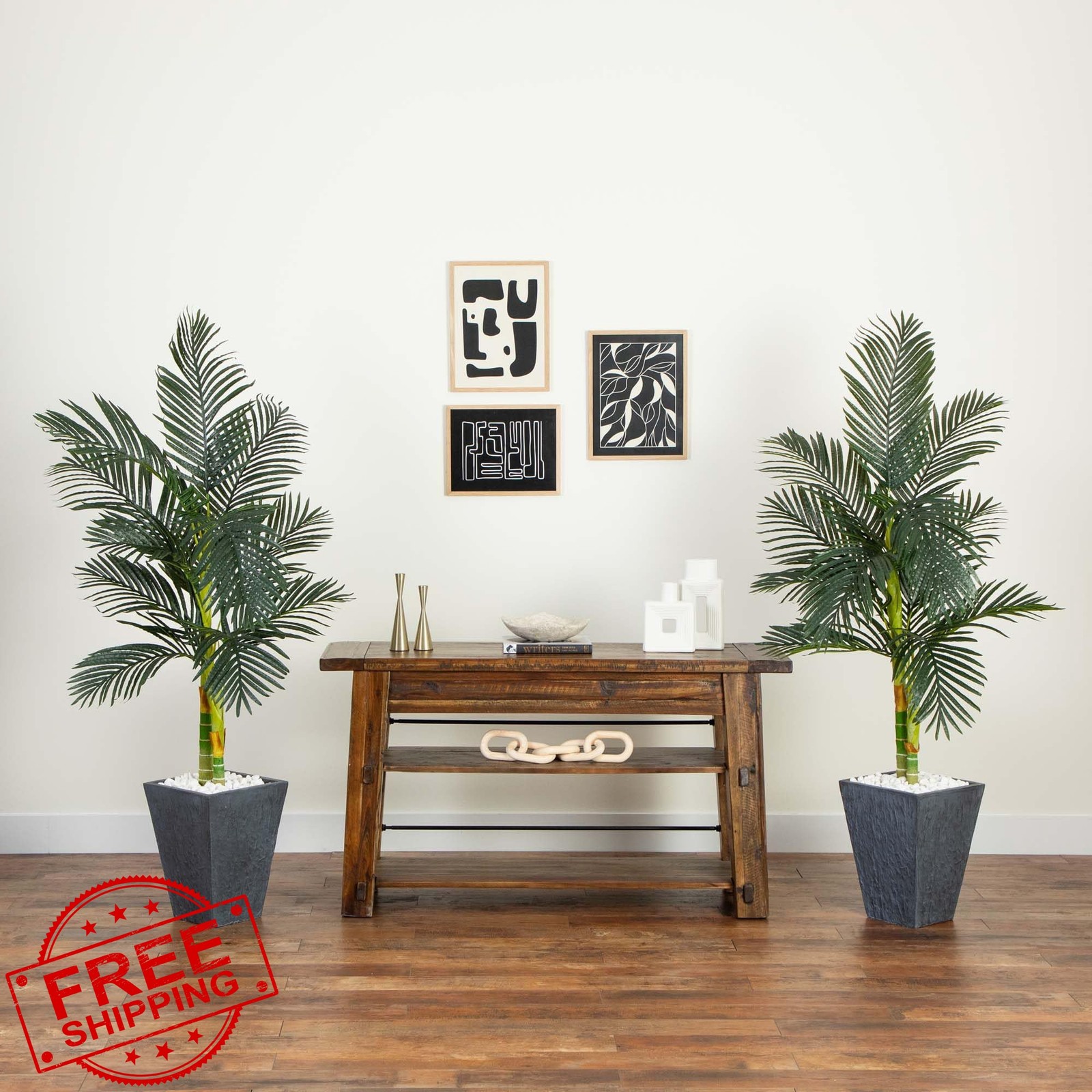 Nearly Natural 5ft Double Stalk Palm Tree 2 Pack