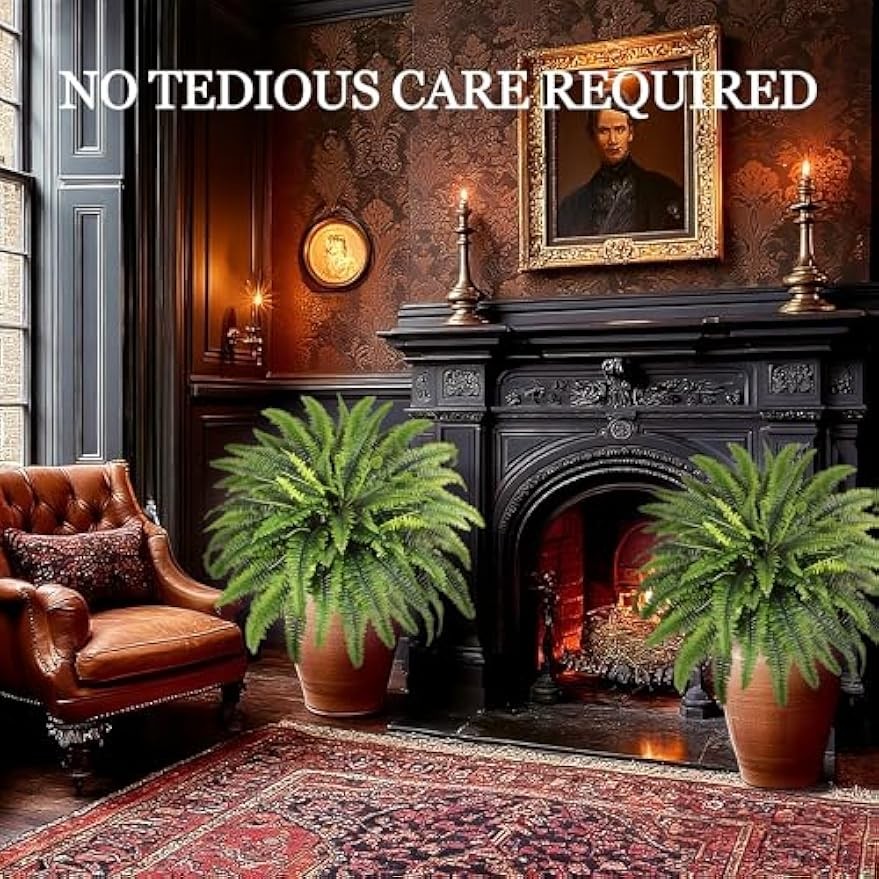 Large fern plants, suitable for outdoor and indoor use, 2 packs of 45-in