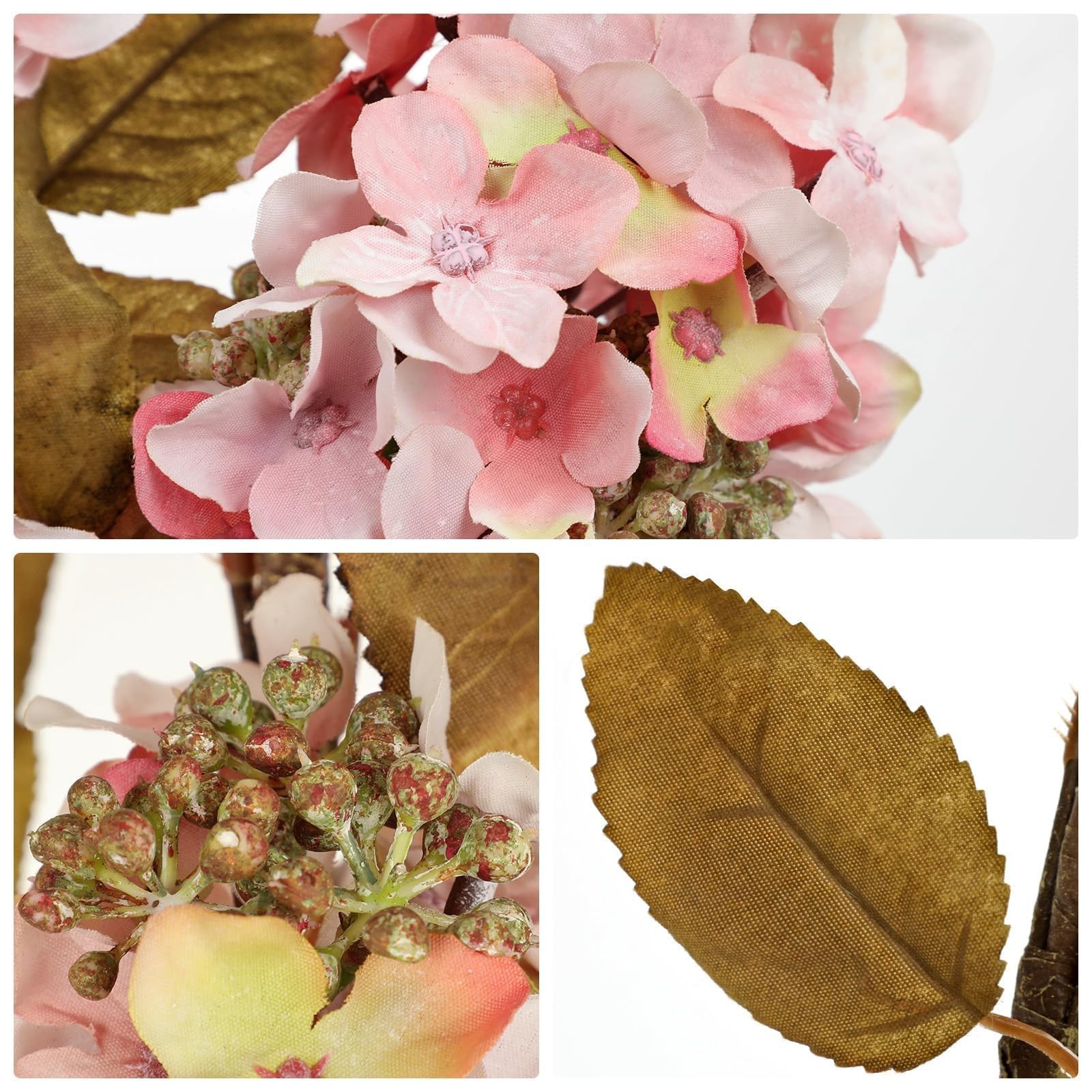Fake Fall Flowers Artificial Silk Dried Hydrangea with Seed 4 PCS Artificial …