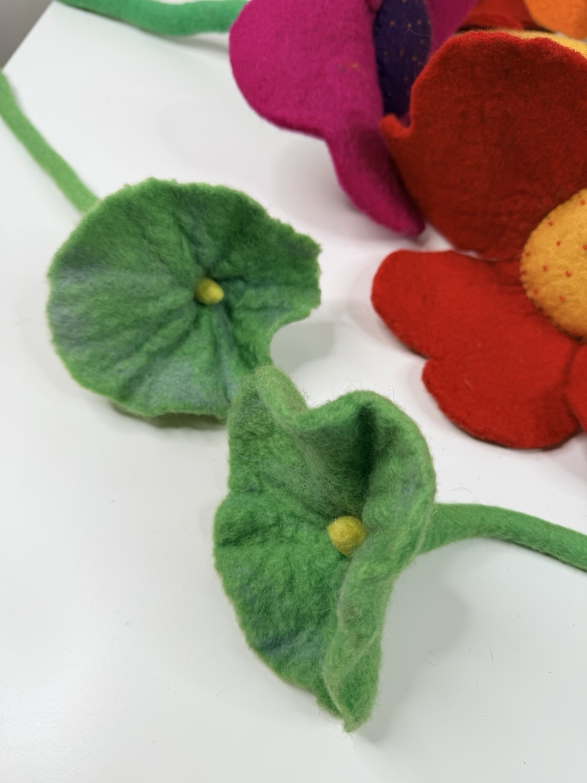 handmade 9 Whimsical Wool Felt Flowers Bouquet Great Gift Idea large colorful