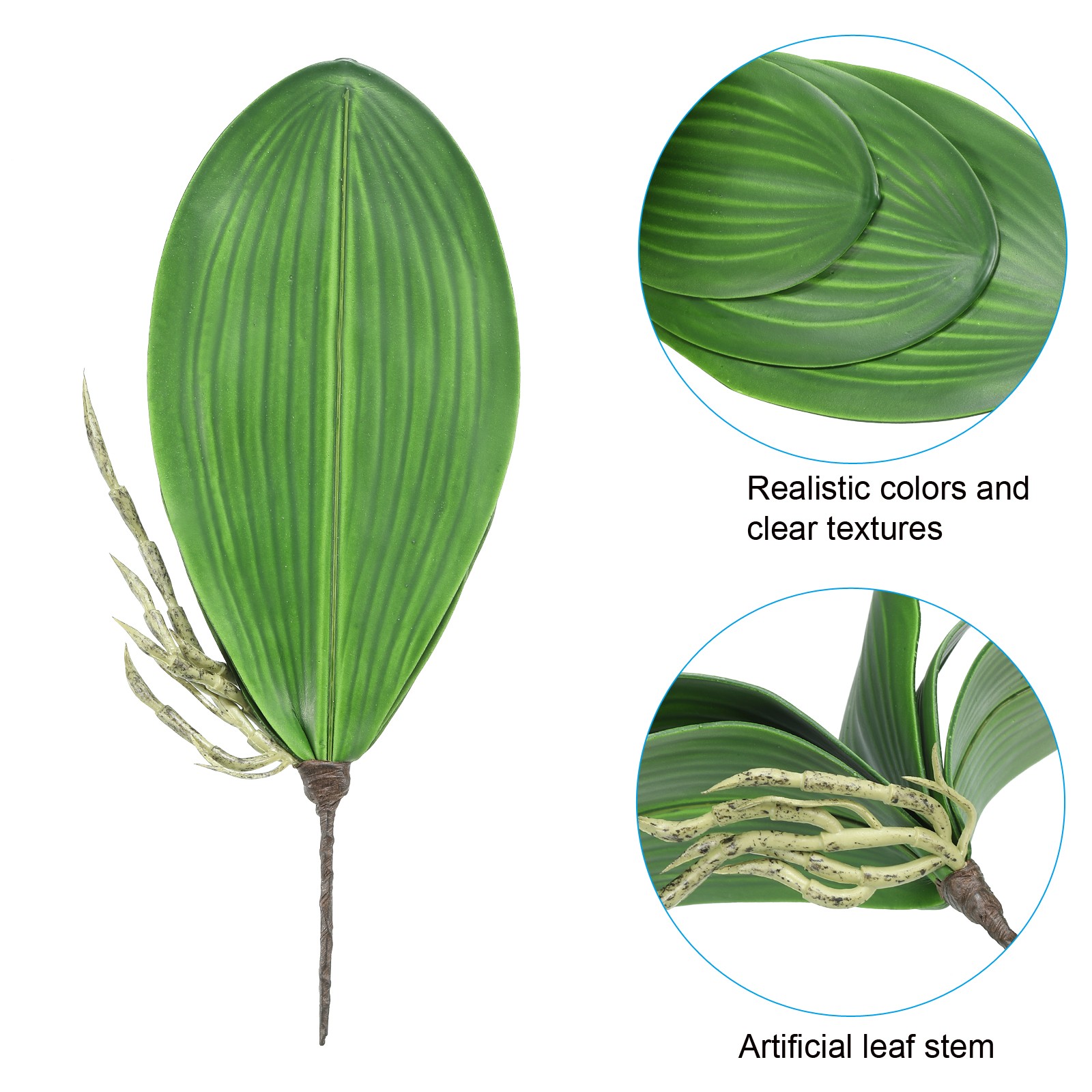 4 Pcs 6.9 Inch Faux Orchid Leaves 5 Petals Artificial Leaf with Stems