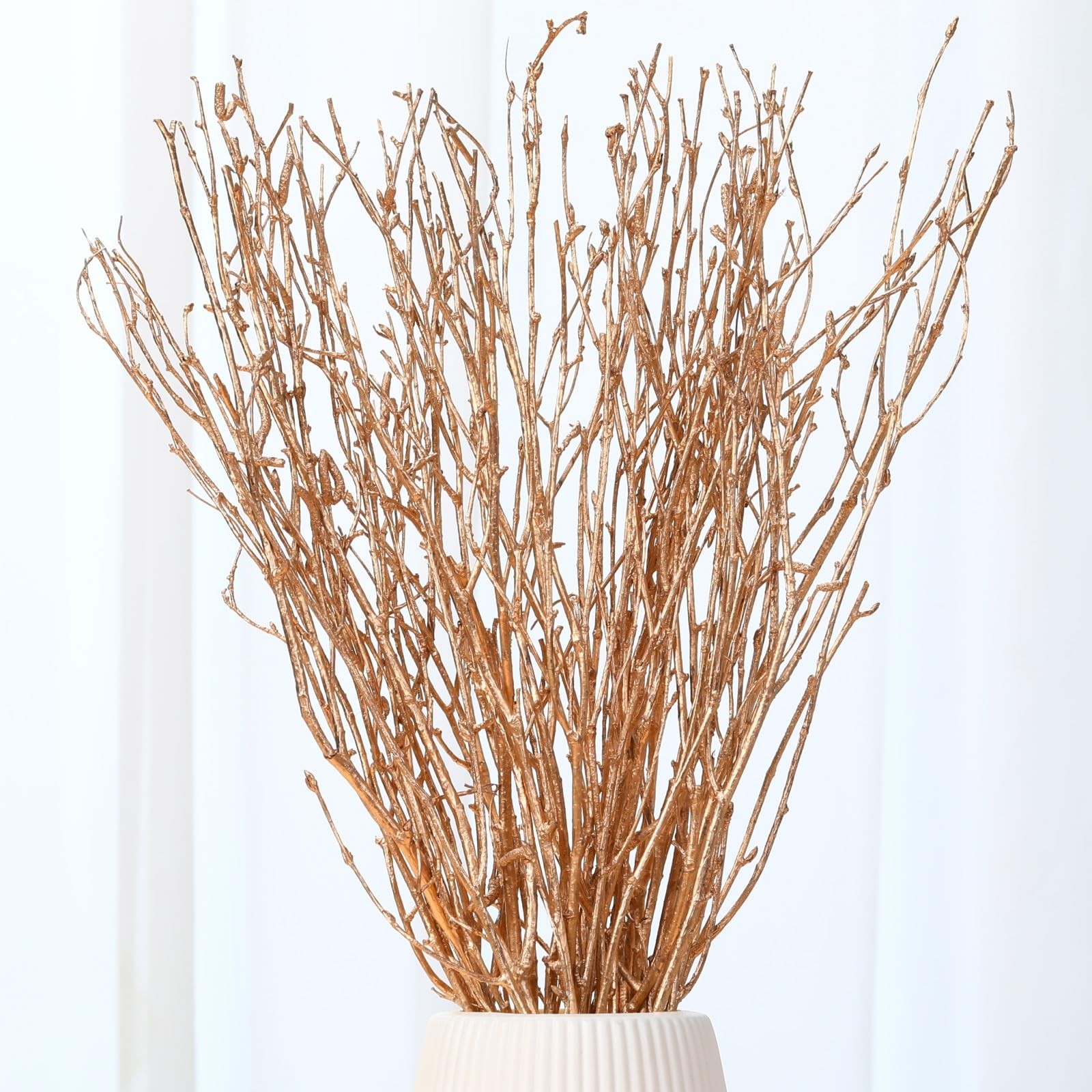 Real Dried Birch Twigs – Painted Golden Decorative Birch Branches for Vase, C…