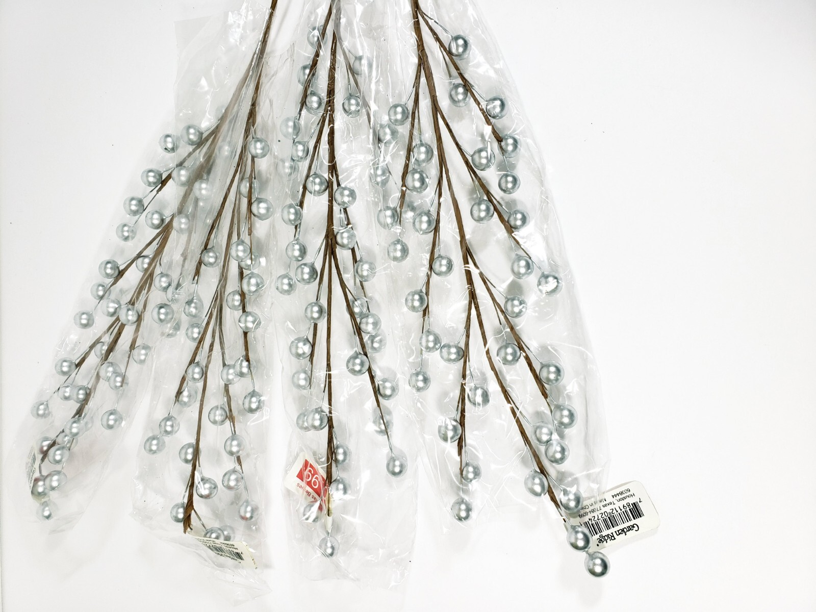 Matte Silver Berry Floral Picks 18.5″ Set of 4 Silver Holiday Picks NWT