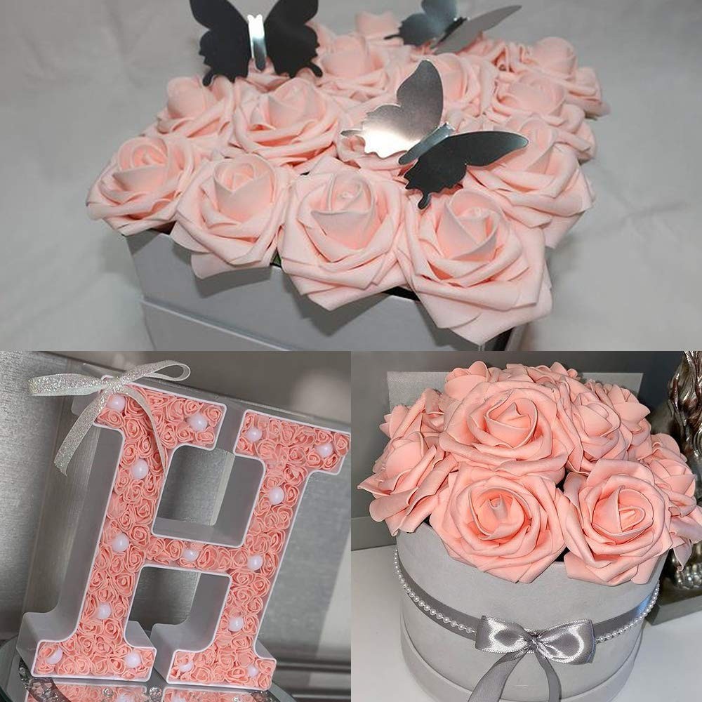Artificial Rose Flower Heads, 100pcs Peach Roses Artificial Flower Foam Rose …