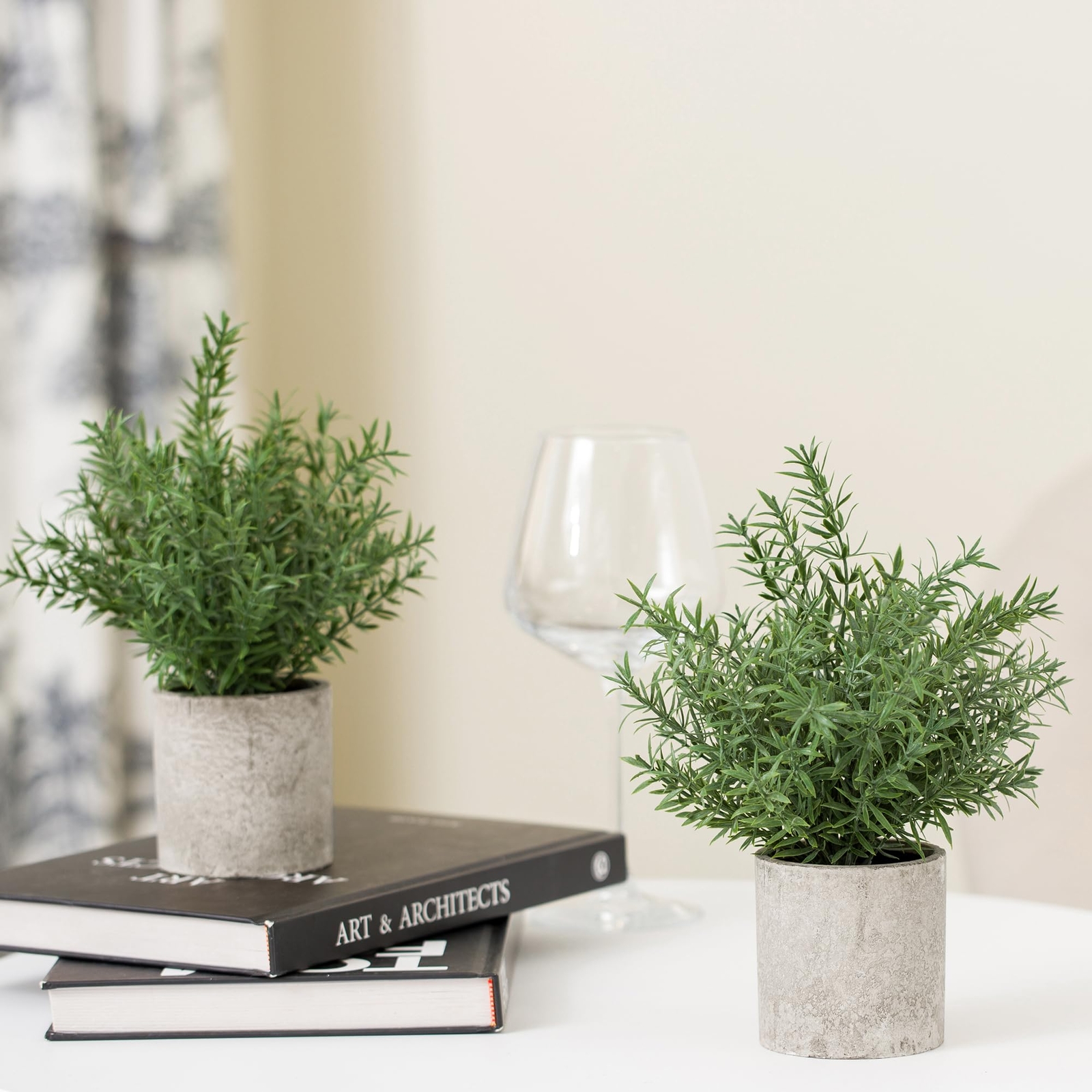 2 Pack Small Fake Plants Rosemary Potted Artificial Plants for Shelf Desk Hom…