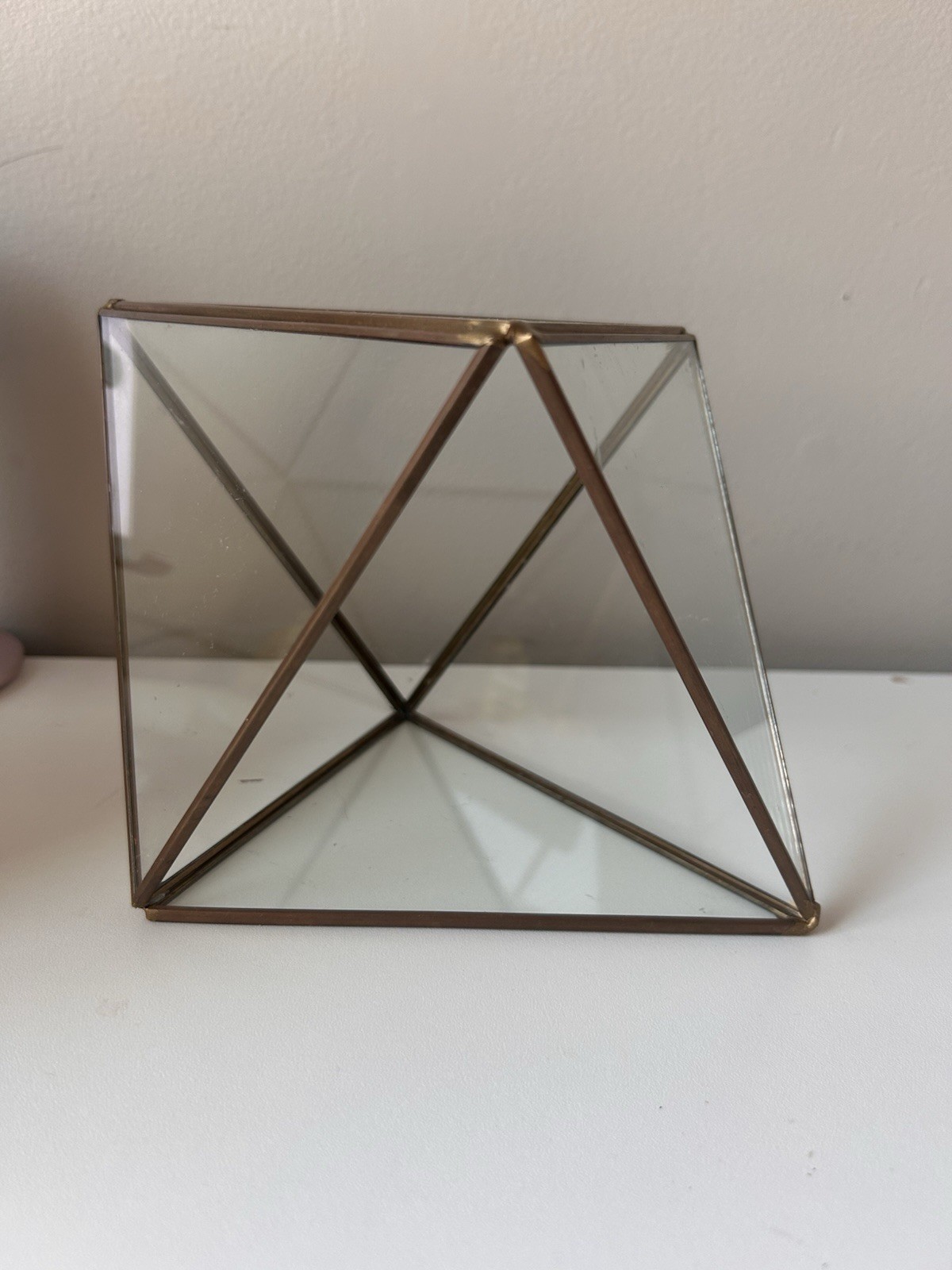 Gold Metal & Glass Geometric Succulent Terrarium