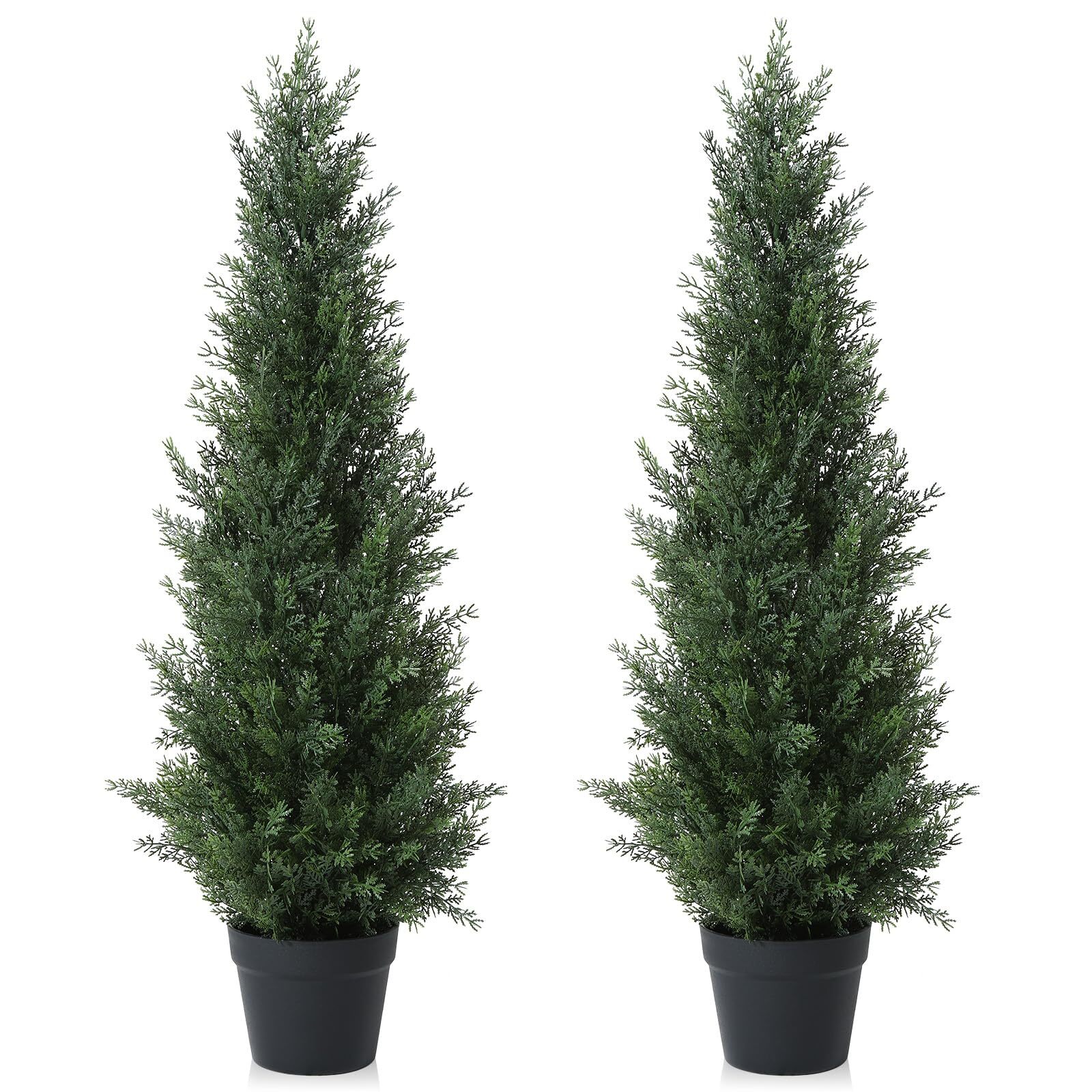 Laiwot 3FT Artificial Cedar Topiary Trees for Outdoors Potted Fake Cypress Trees