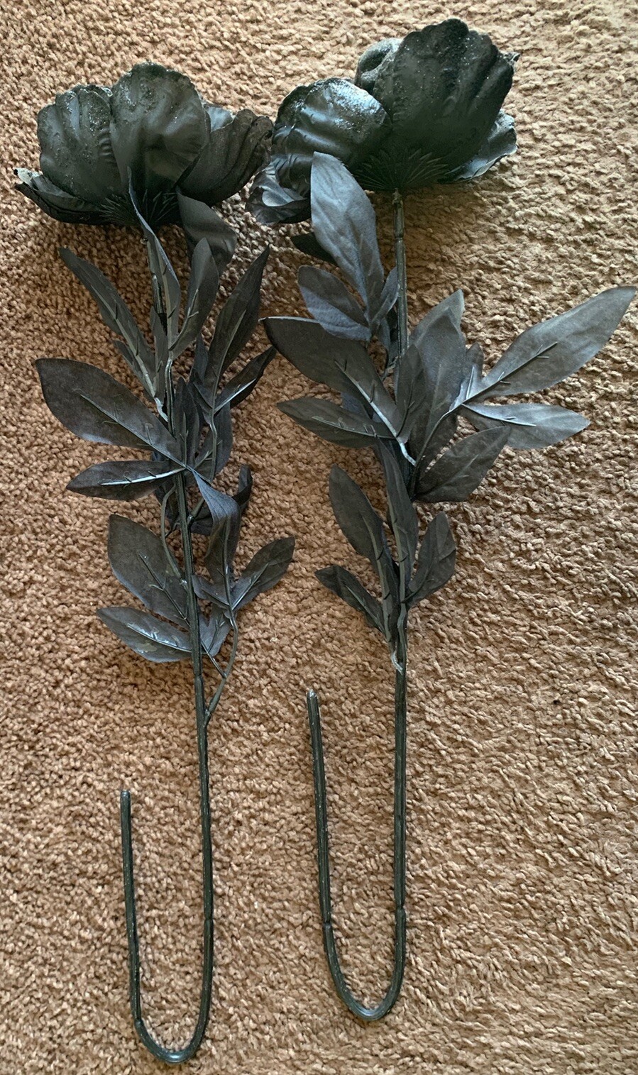 14 Pc Mixed Lot Halloween Artificial Black Rose Bouquet Gothic Flowers Decor
