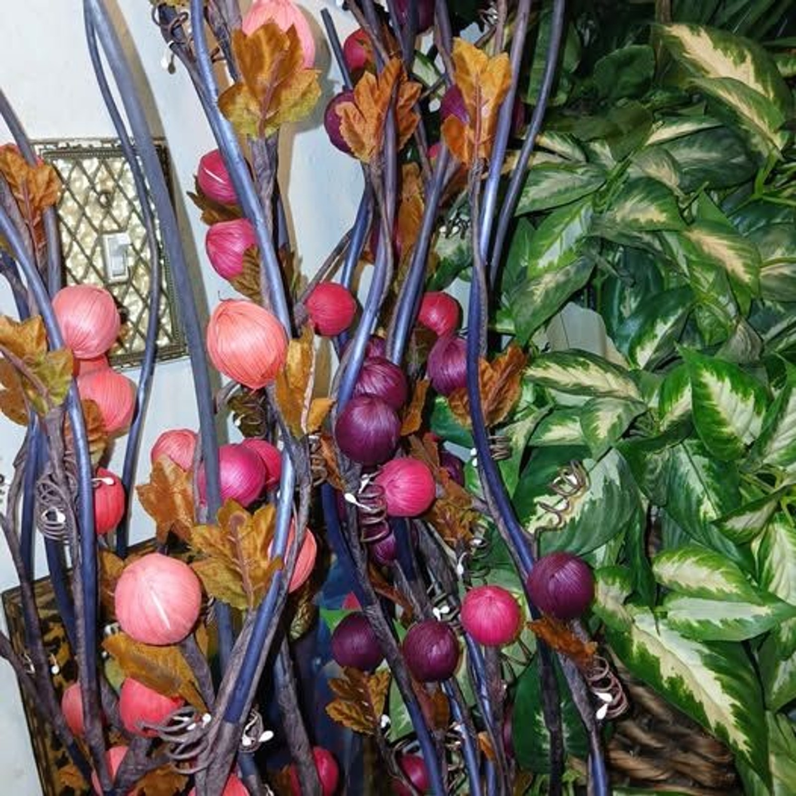 Flower Stems Purple, Pink, and Peach