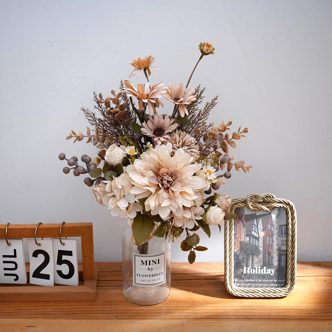 16-inch Artificial Fake Flowers Silk Table Arrangements Faux Plastic Floral C…
