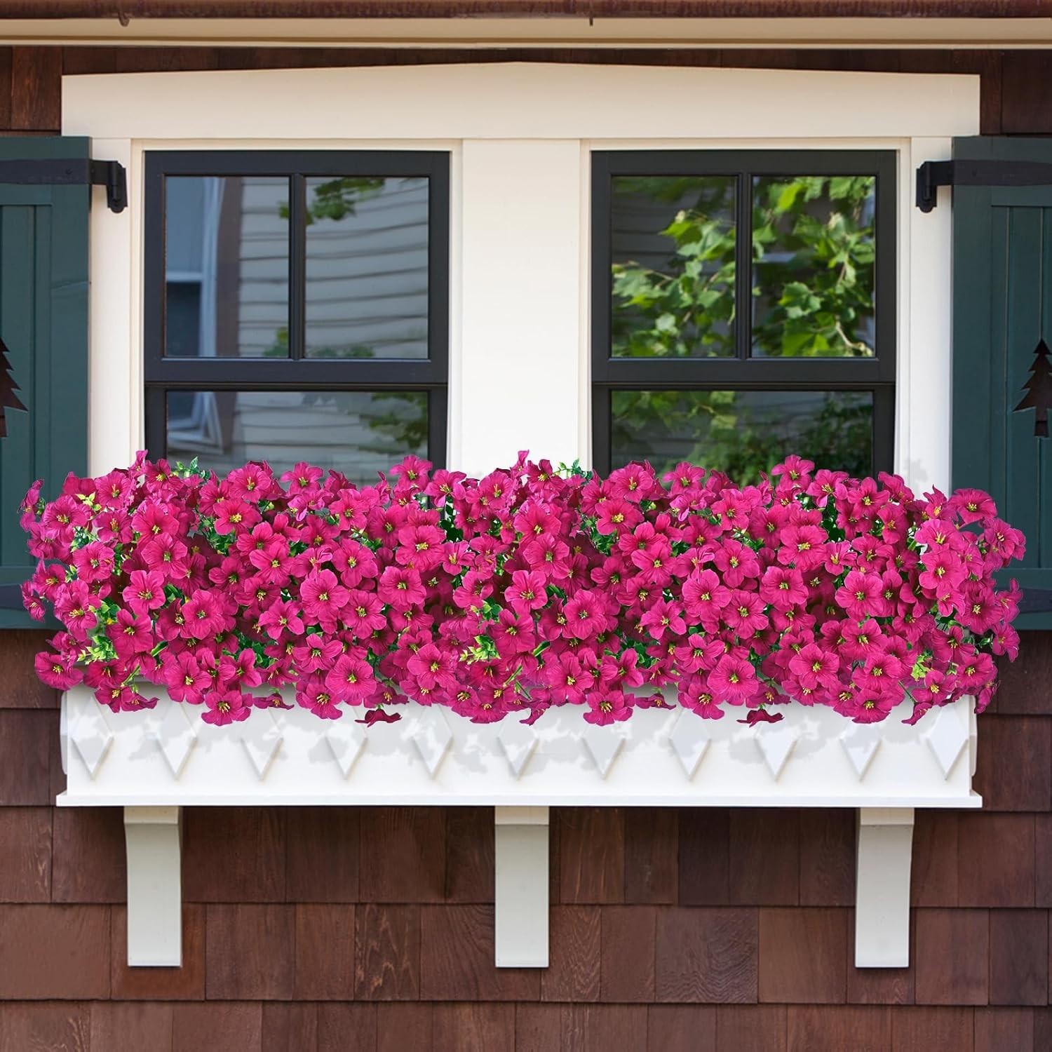Artificial Flowers for Outdoors 12 Bundles Artificial Petunias Fake Flowers UV R