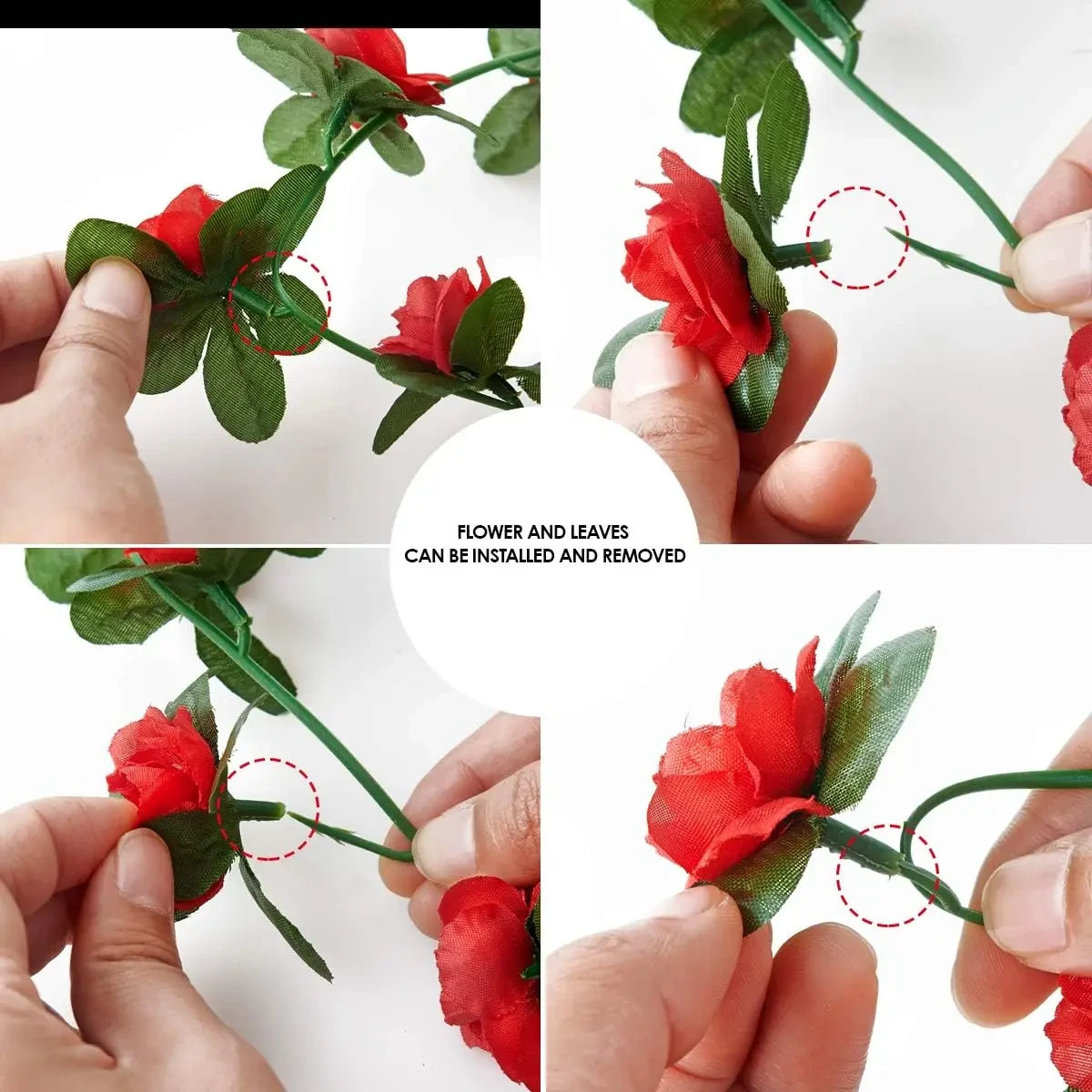 3 Pcs Fake Rose Vine Flowers Plants Artificial Hanging Ivy Wedding Decor 7.5 Ft