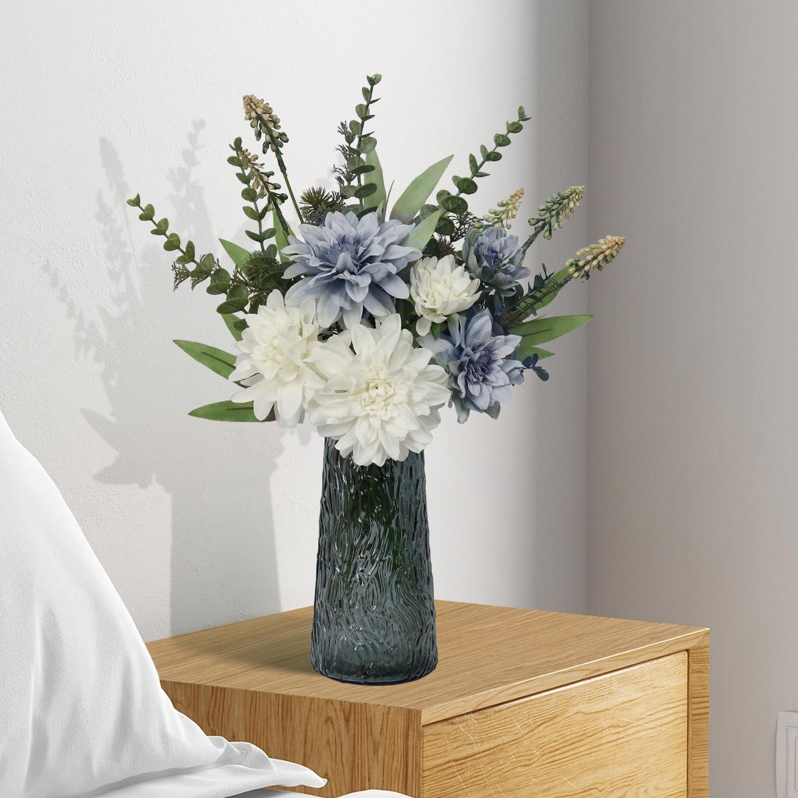 Silk Artificial Fake Flowers In Vase Faux Plants Centerpiece Table Decorations