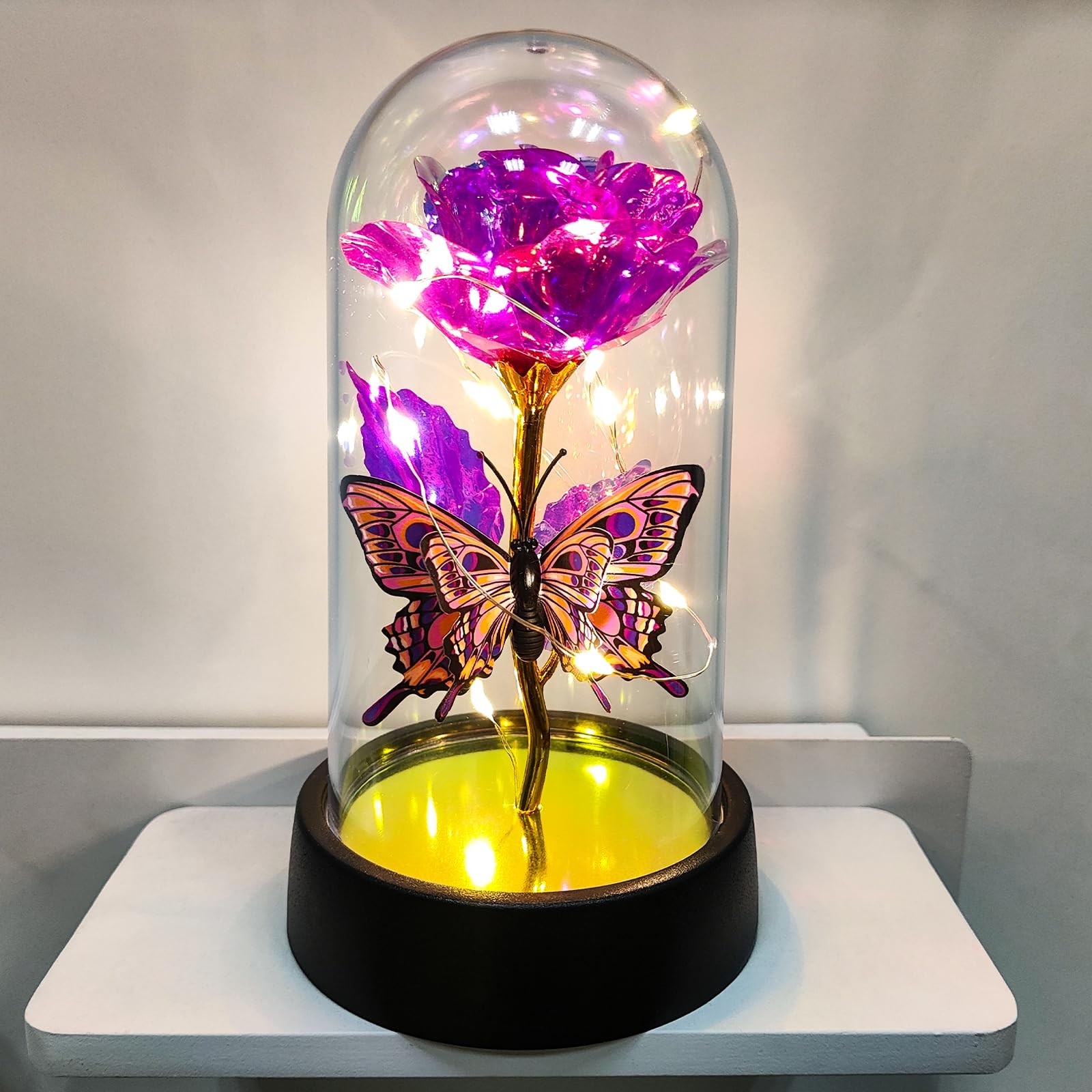 Glass Rose in Glass Dome, Light Up Flower, Eternal Roses – Valentines Day Gif…