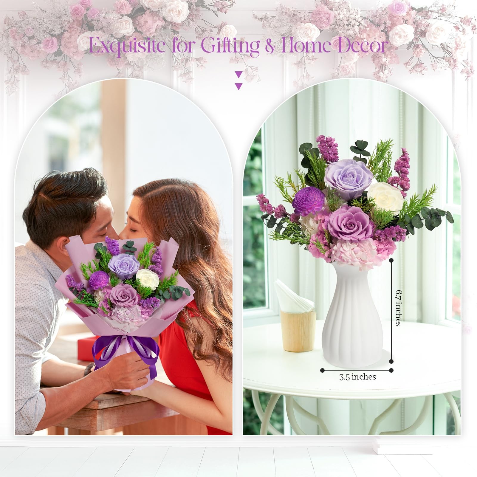 Preserved Flowers Bouquet – Birthday Gifts for Women, Real Flowers for Delive…