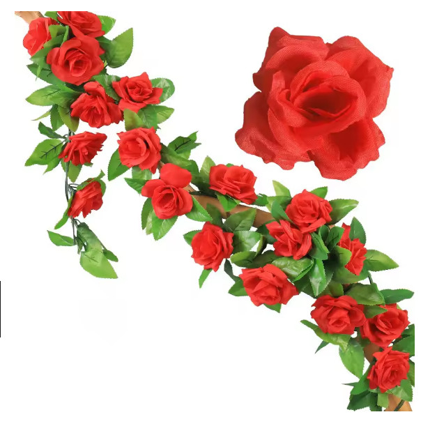 3 Pcs Fake Rose Vine Flowers Plants Artificial Hanging Ivy Wedding Decor 7.5 Ft