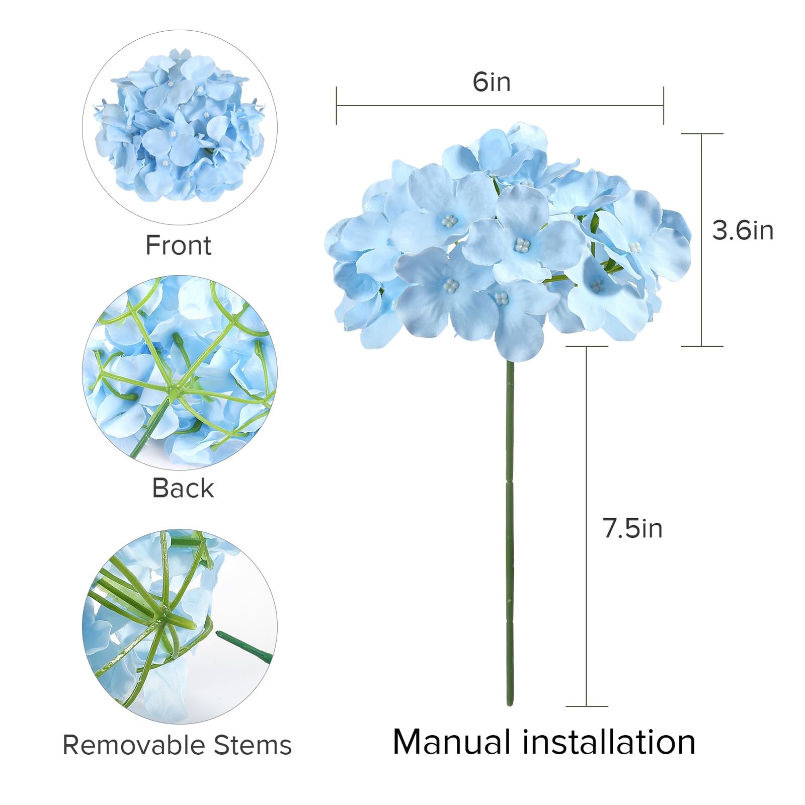 404PCS Hydrangea Artificial Flowers, Silk Artificial Flowers Heads with Stems…