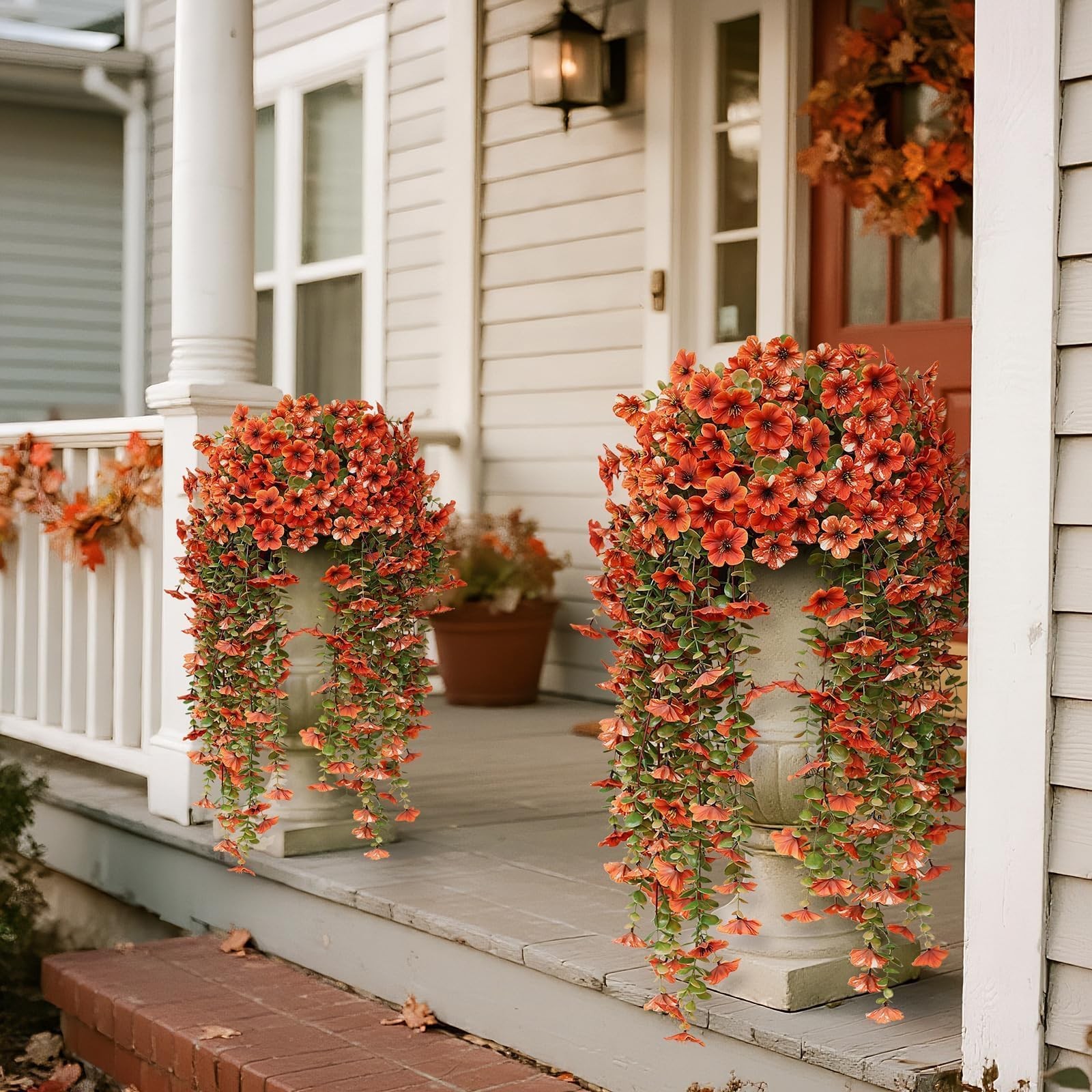 29″ Artificial Hanging Flowers Potted Plants – 2 Set for Outdoor Fall Decorat…