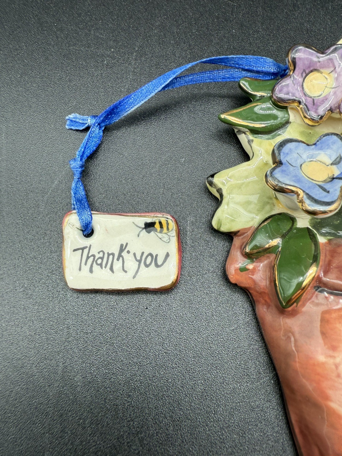 Blue Sky Corp Floral Wall Art Wall Pocket “Thank-you” By Heather Goldmine 2002
