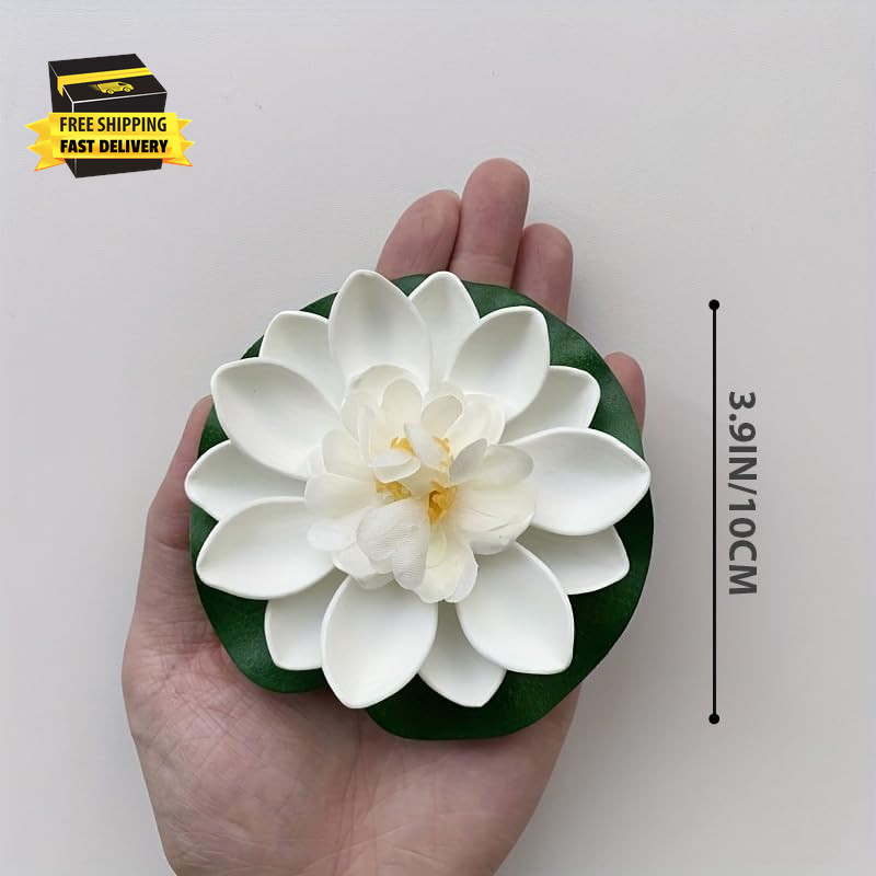 8 Pack Artificial Floating Foam Lotus Flowers with Artificial Lotus Leaves, Lily