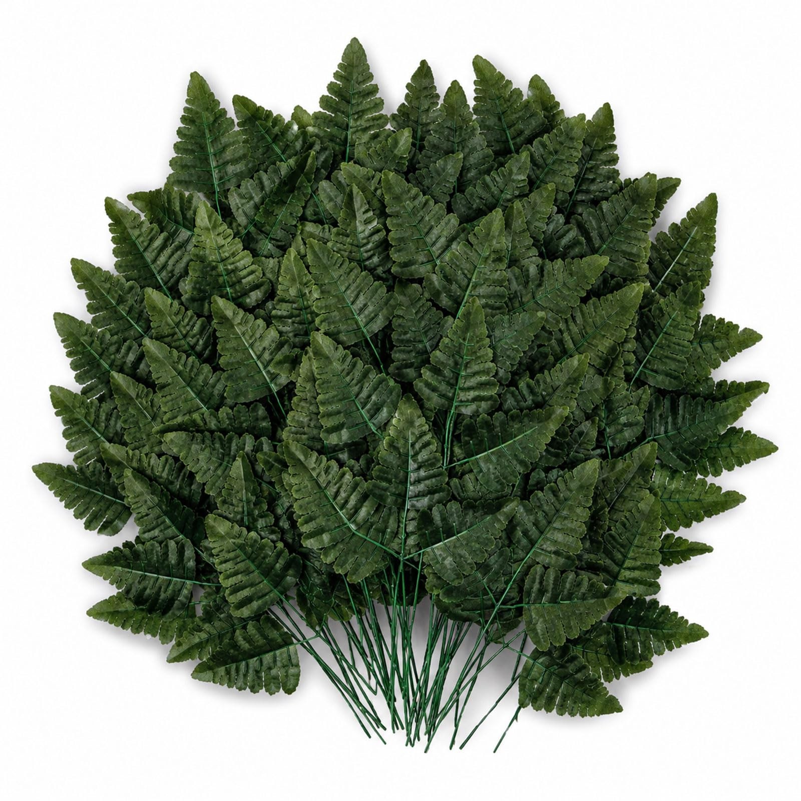 100 Pcs Artificial Silk Green Fern Leaves 17.7″ Faux Greenery