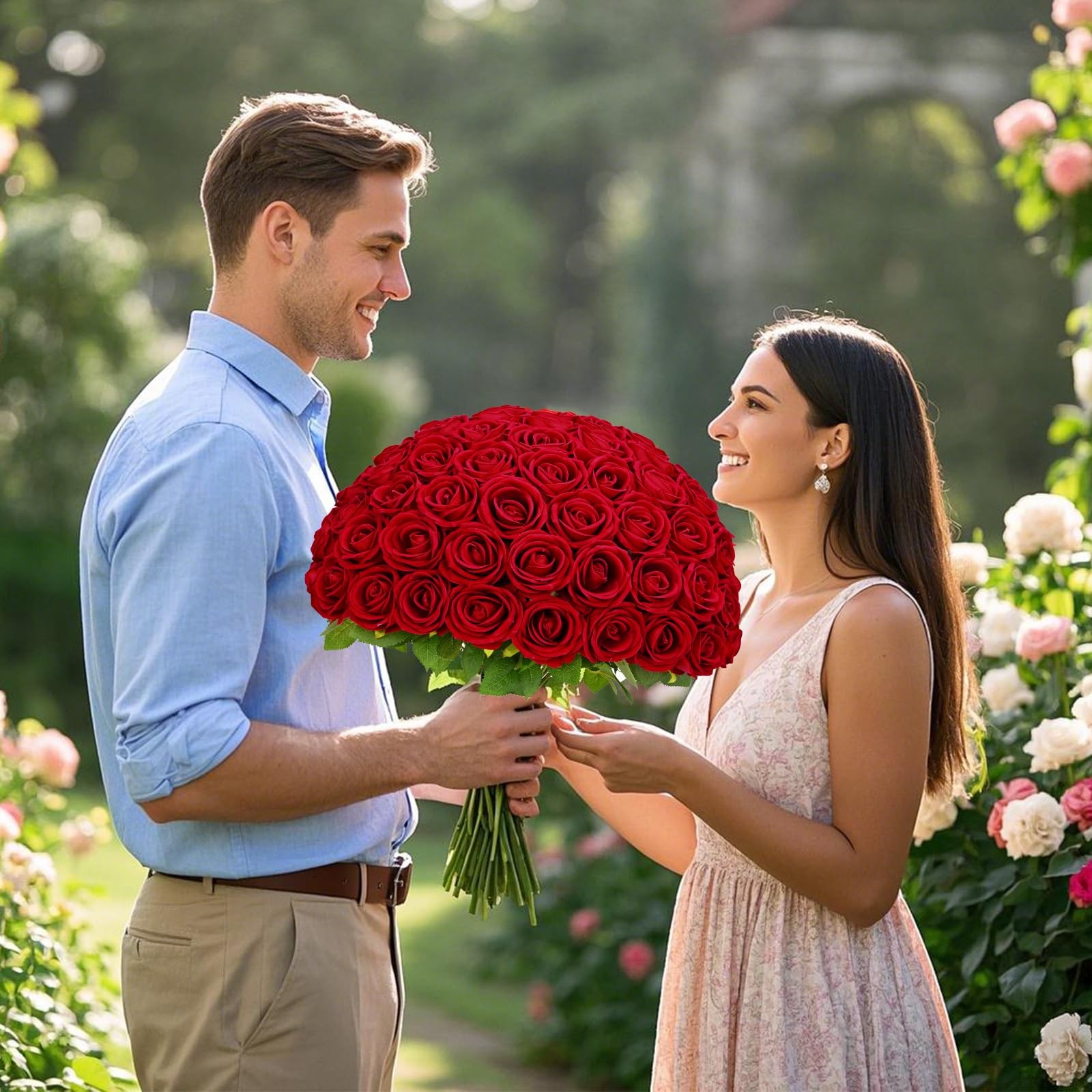 200 Pcs Red Roses, Fake Roses Artificial Velet Flowers for Valentines Mothers…
