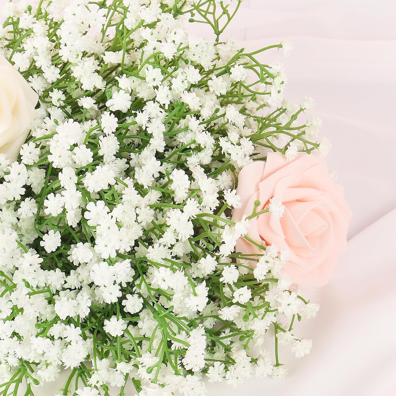 Vivid 30 PCS Faux Babys Breath Flowers – UV Resistant for -Round Beauty