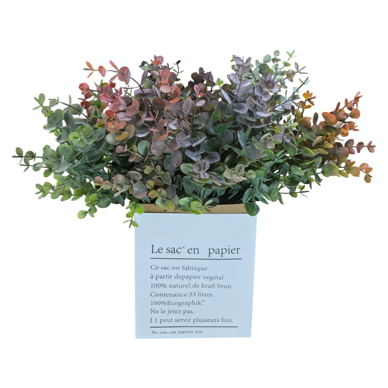 8 Bundles Multi Colored Artificial Eucalyptus Leaves, Plastic Plants, Outdoor…
