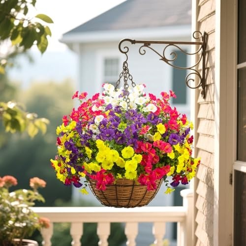 16 Bundles UV Resistant Artificial Morning Glory Flowers – Faux Silk Fake Plants