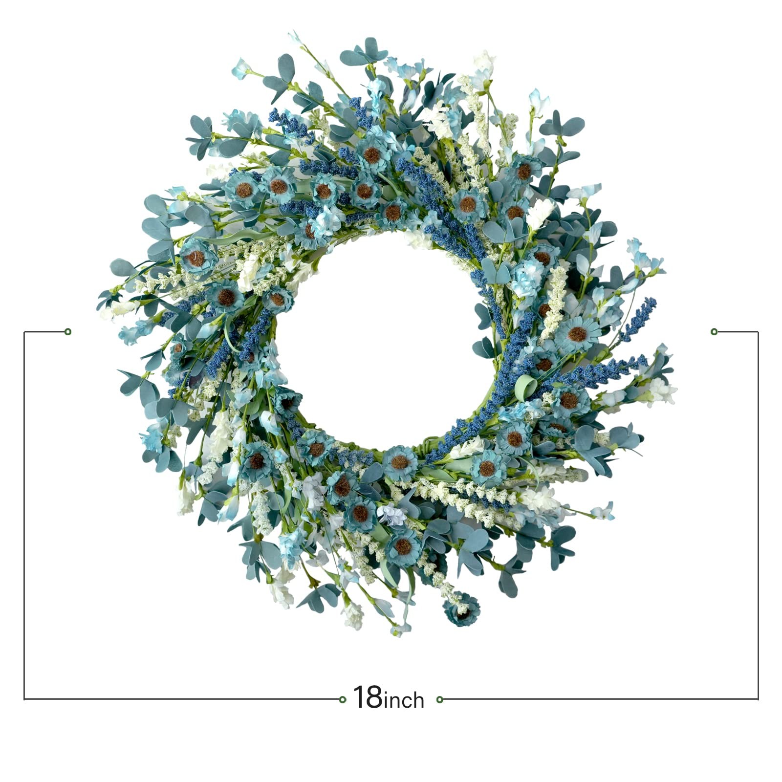 Blue Floral Wreath 20 Inch Durable Eva Paper Home Office Wedding Decor