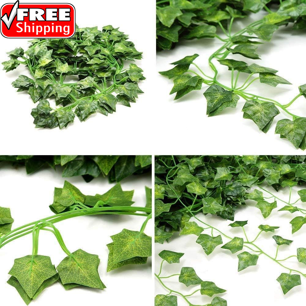 12 Pack Fake Vines for Room Decor Artificial Ivy Garland with Clip Green Flowers