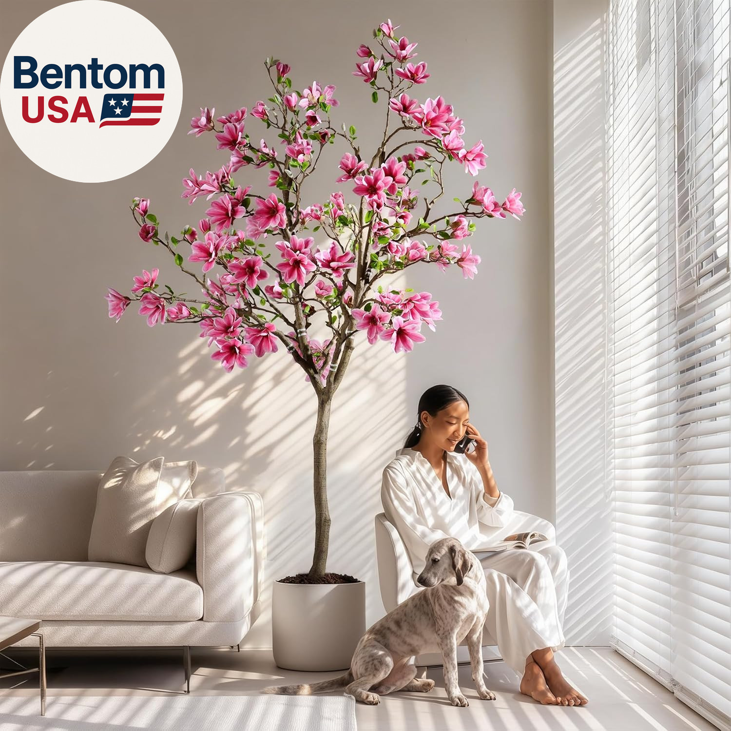 Tall Fake Magnolia Flower Tree Artificial Trees Cherry Blossom Floor Plantas Ind