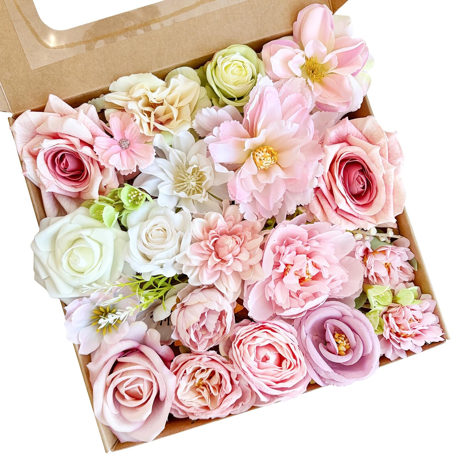 Artificial Flowers Pink Mix Silk Fake Flowers with Stems Set for Floral Arran…
