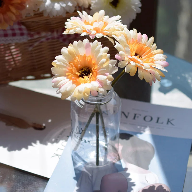 1Pc/3Pc/6Pc Artificial Silk Gerbera Flowers Wedding Home Verandahs Table Decor F