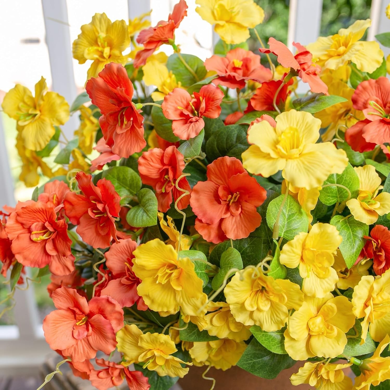 Fake Hibiscus Artificial Flowers, Outdoor, 6 Bundles, UV Resistant